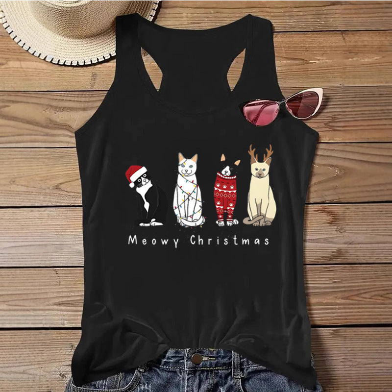 Women's Independence Day Printed Christmas Print Tank Top