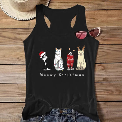 Women's Independence Day Printed Christmas Print Tank Top