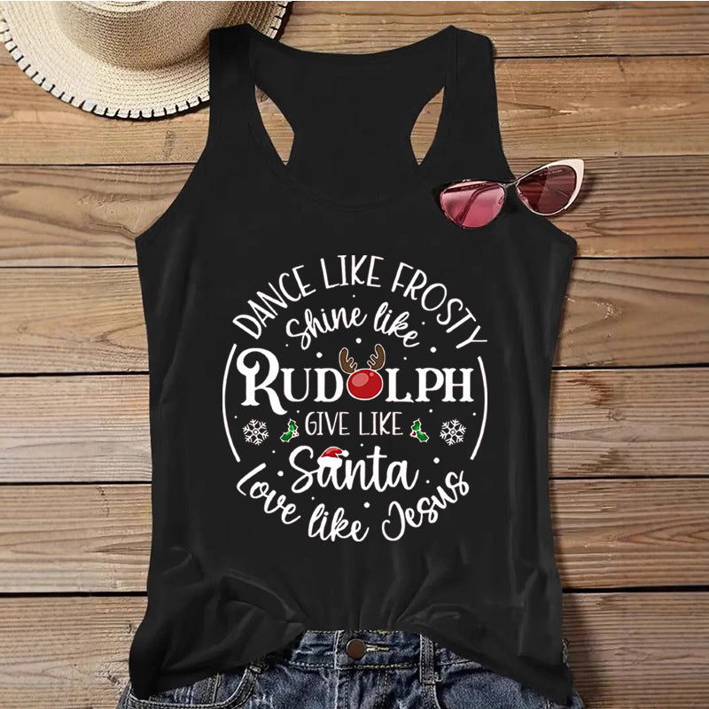 Women's Independence Day Printed Christmas Print Tank Top