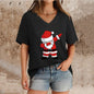 Women's Top V-neck Short Sleeve Pure Color Ladies' Christmas V-neck T-shirt