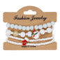 Christmas Bracelet Elastic Rope Bracelet Snowman Snowflake Christmas Tree Santa Deer Hat Pendant Bracelet Gift