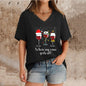 Women's Top V-neck Short Sleeve Pure Color Ladies' Christmas V-neck T-shirt