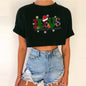 Women's Short Top Christmas Crop Top INS Style Spicy Girl Basic Short Sleeve Round Neck T-Shirt